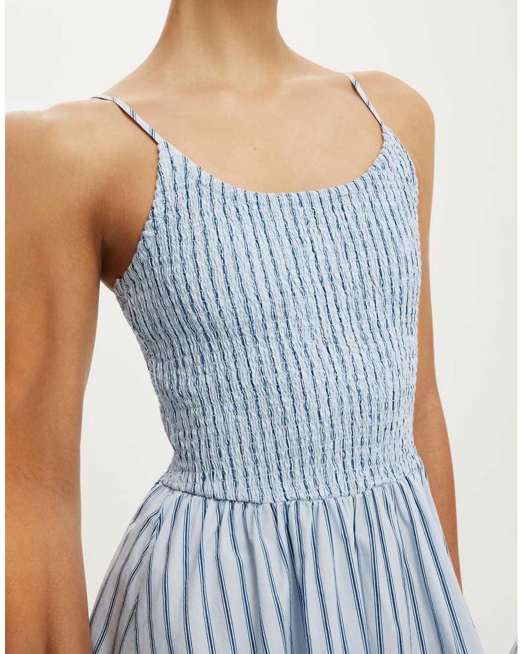 Cotton On Blue Remy Shirred Bodice Midi Dress