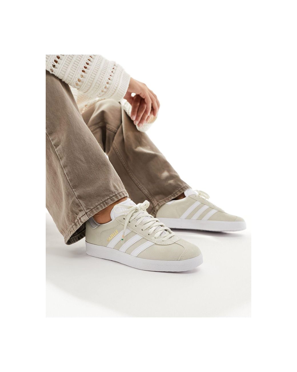 Adidas white cheap gazelle trainers