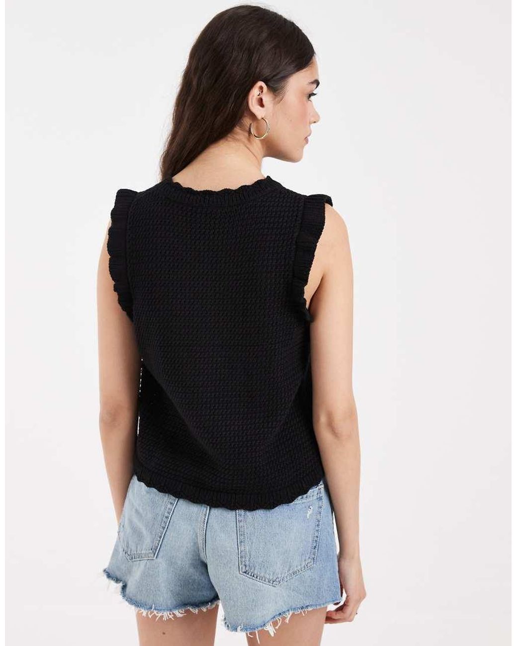 Levi's Black Lulu Flutter Sleeve Sweater Tank Top