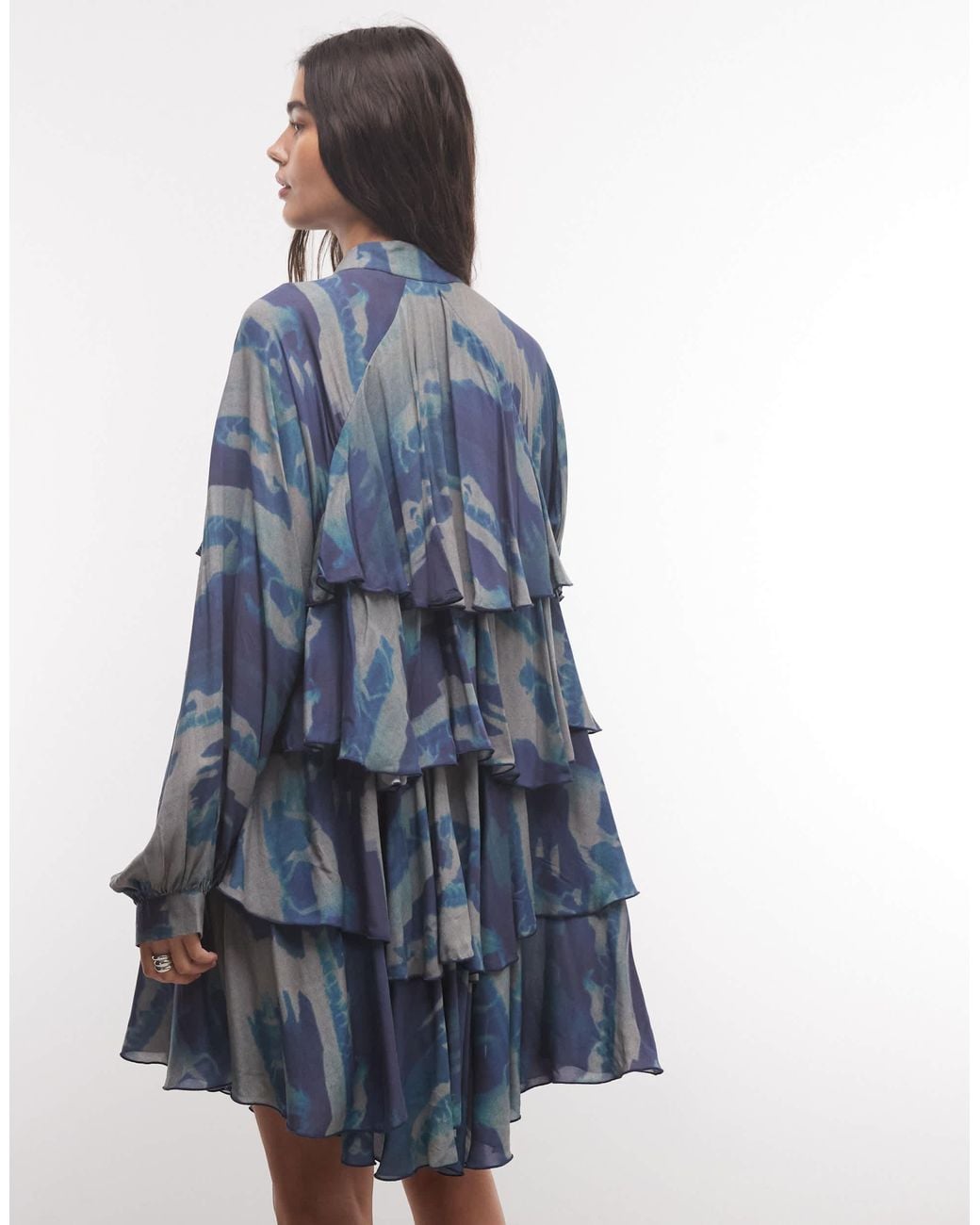 Muse Assembly Blue Muse Asseembly Boho Tiered Ruffle Mini Dress
