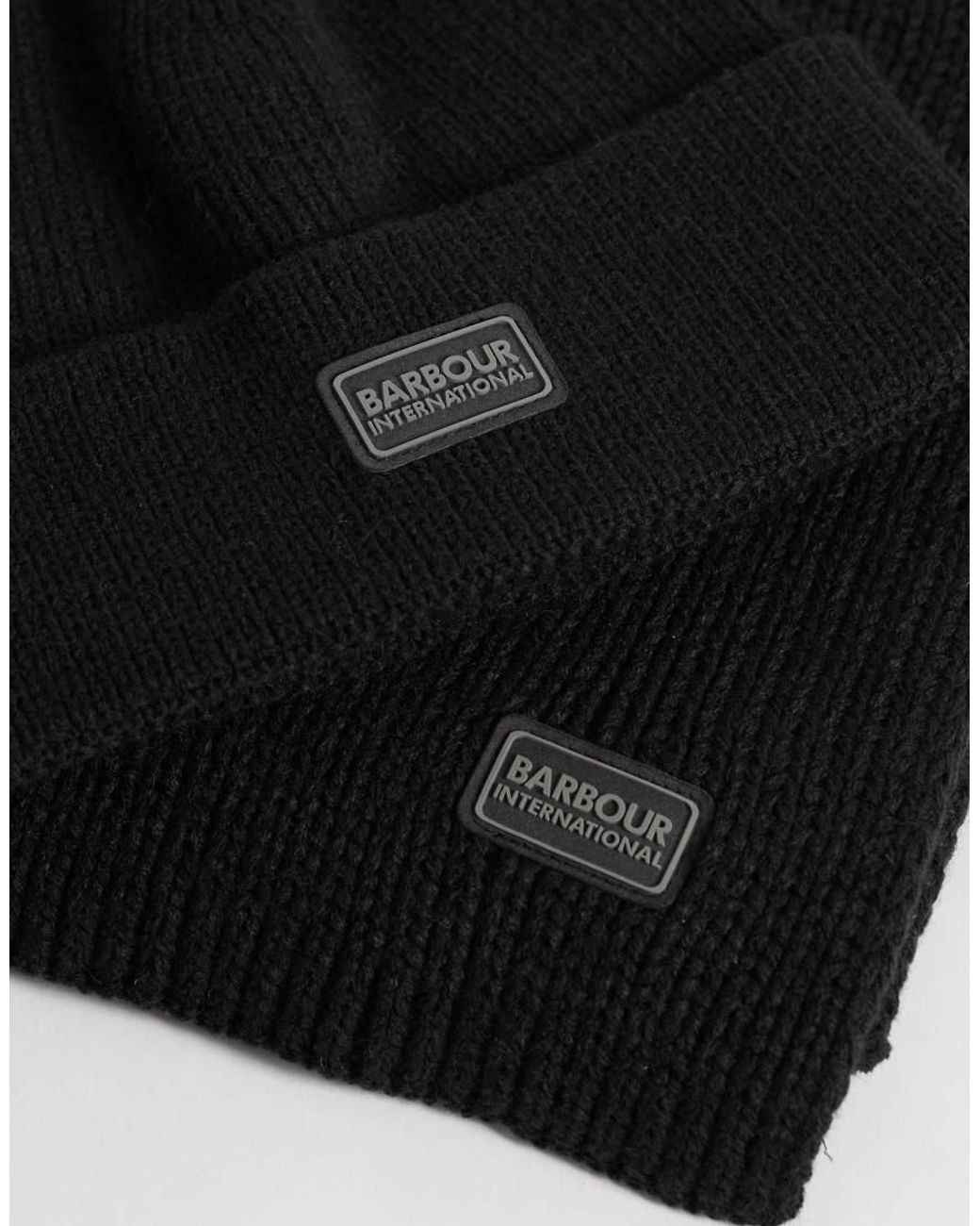 Barbour Black Sweeper Legacy Acrylic Knitted Beanie And Scarf Set for men