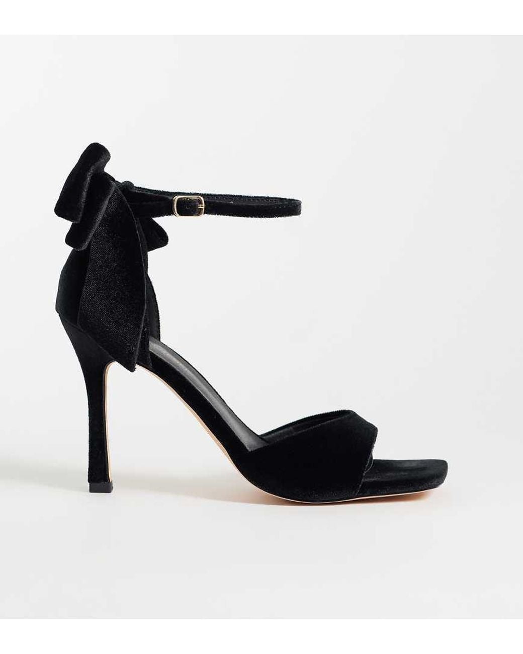 London Rebel Black Mila Bow Detail High Heeled Sandals