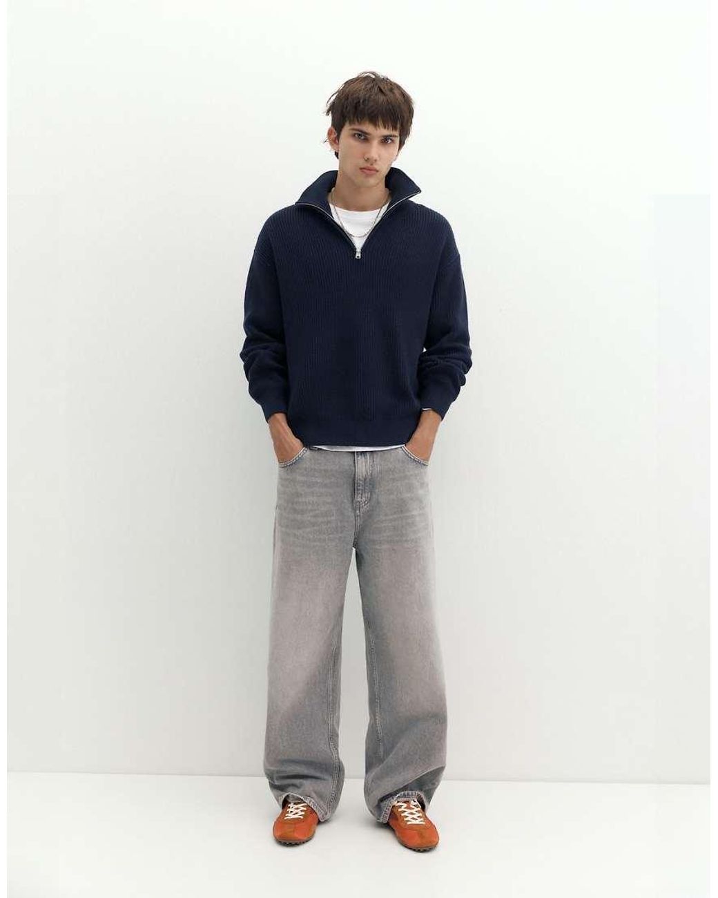 Maglione Con Mezza Zip di Pull&Bear in Blue da Uomo