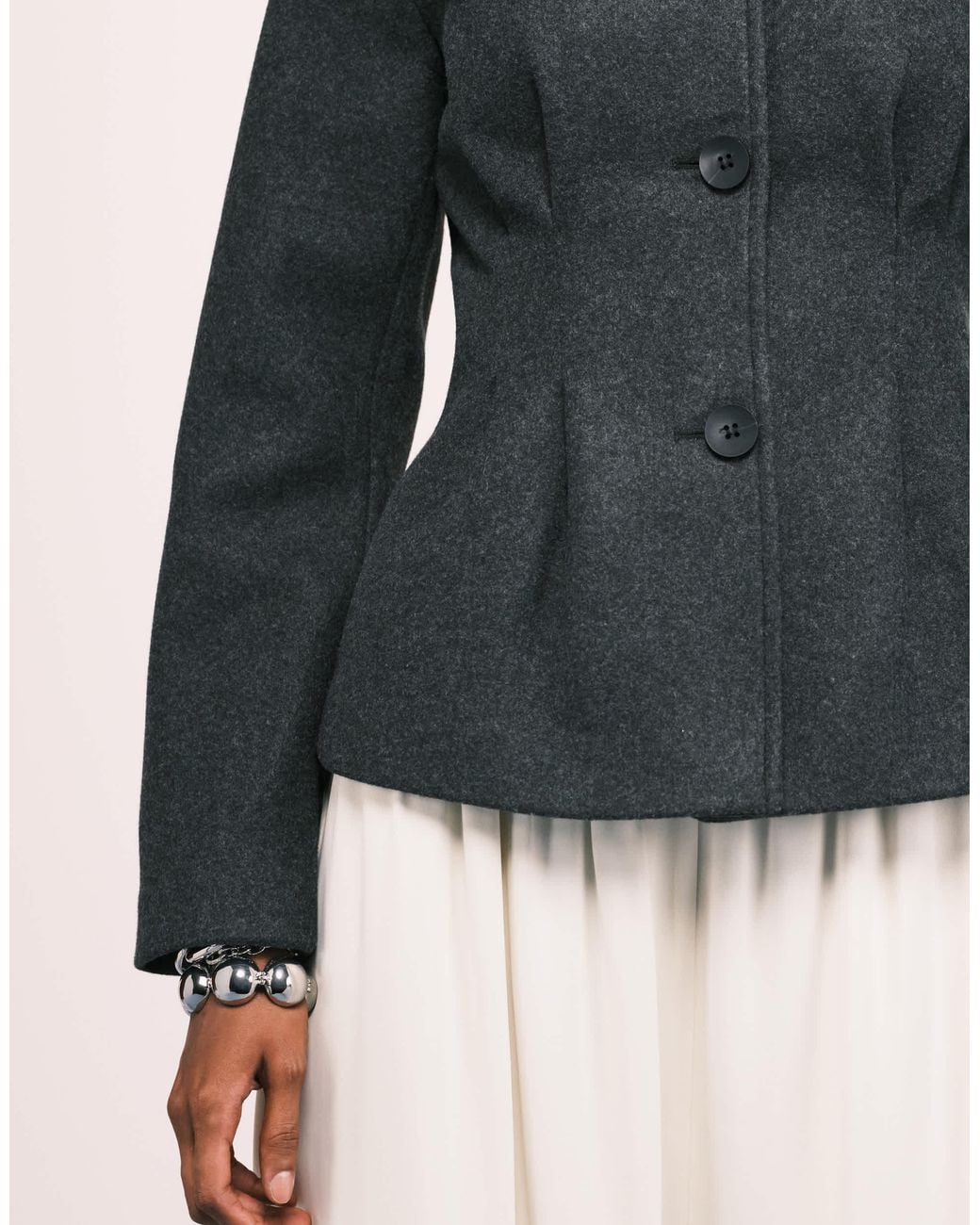 ONLY Black Wool Look Structured Button Up Coat