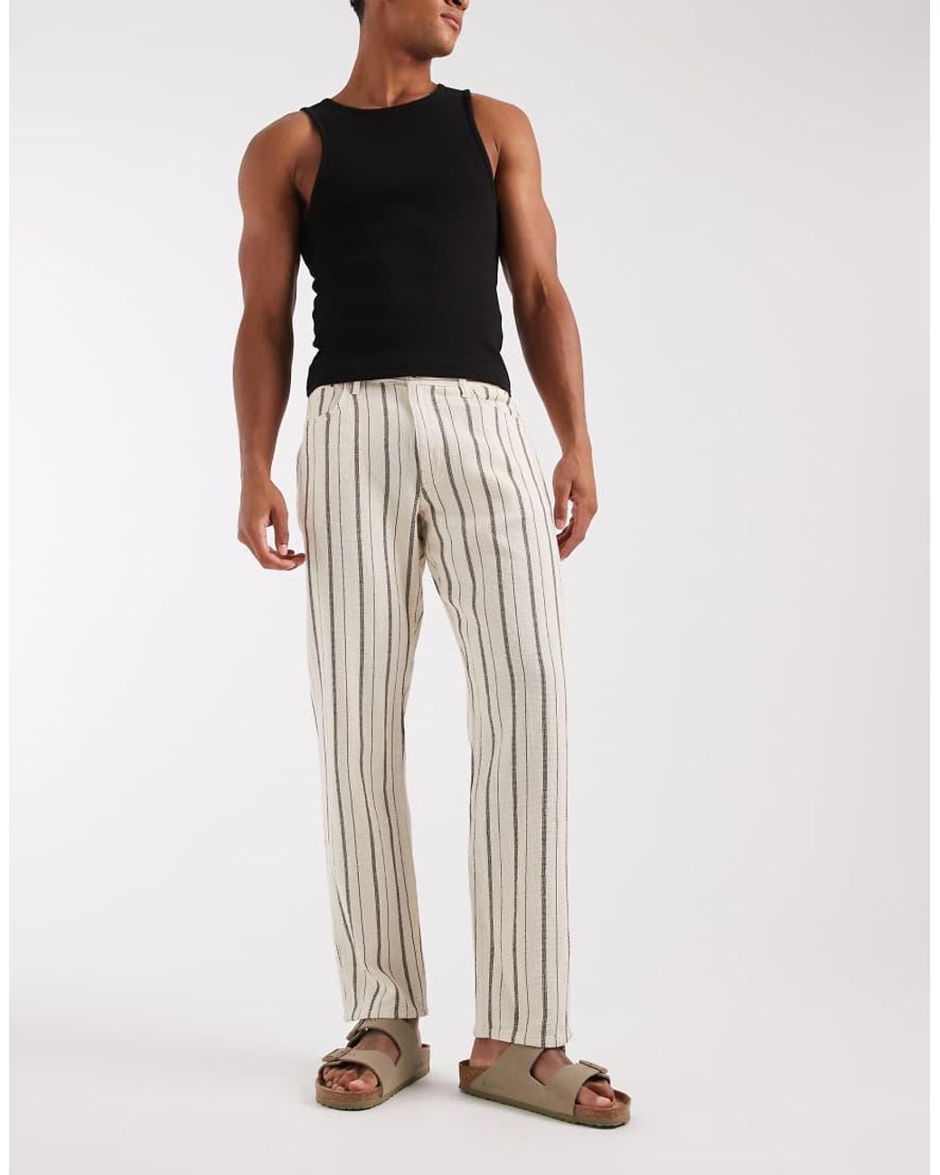 ASOS Rechte Gestreepte Broek in het Multicolor voor heren