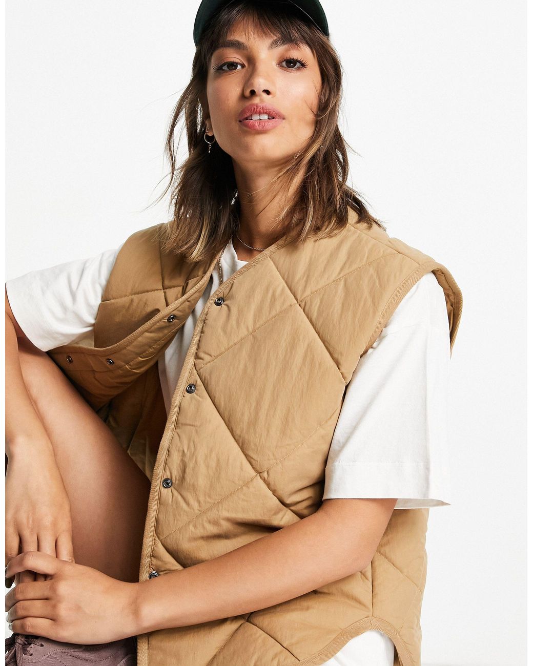 & Other Stories Synthetic Short Sleeve Nylon Quilted Vest in Natural | Lyst