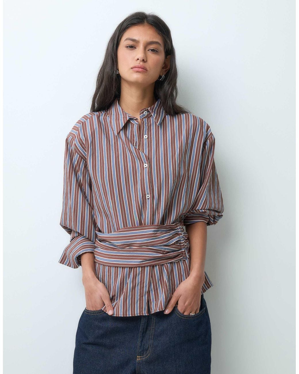 ASOS Blue Boxy Cinched Shirt