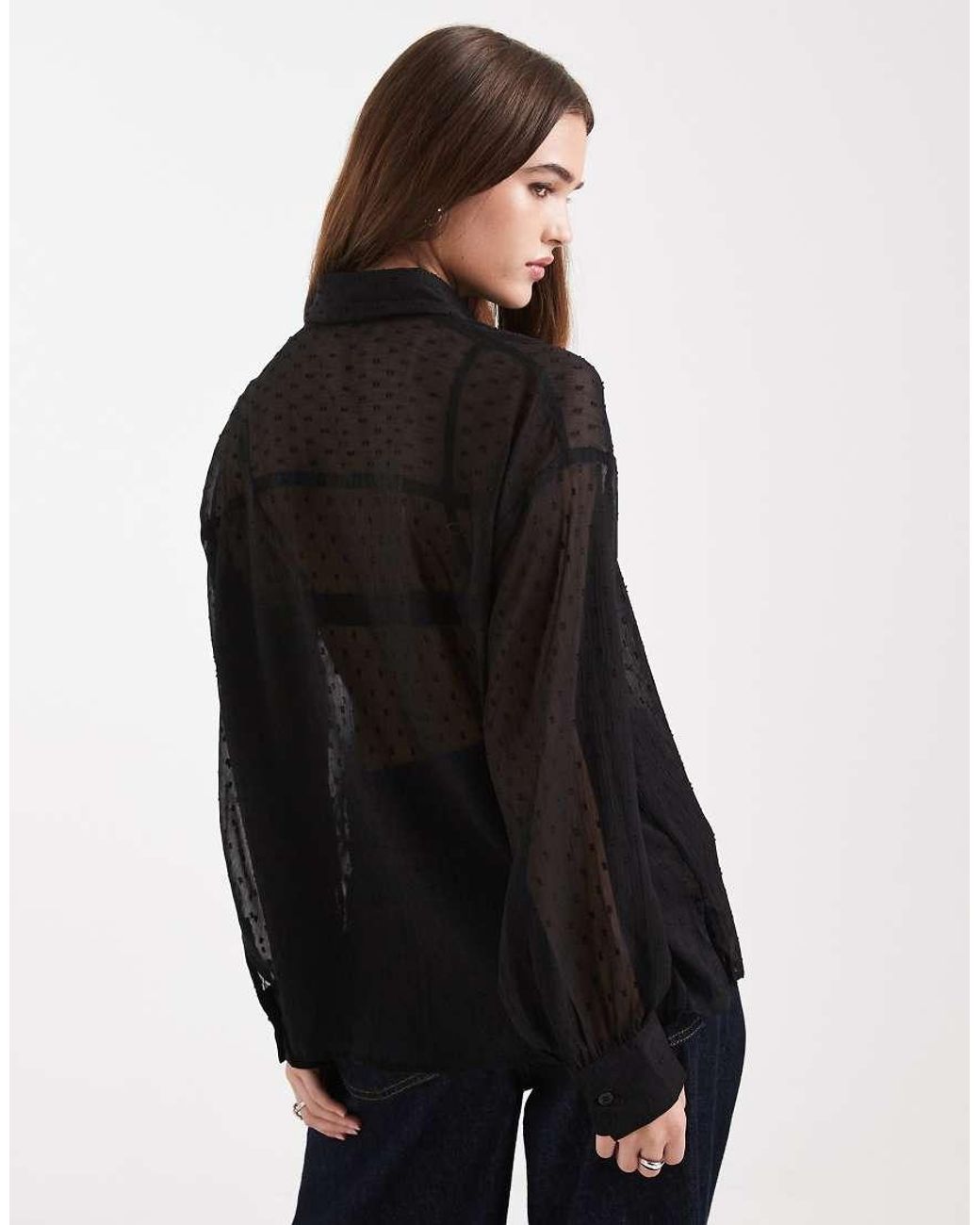 ASOS Black Sheer Dobby Detail Shirt