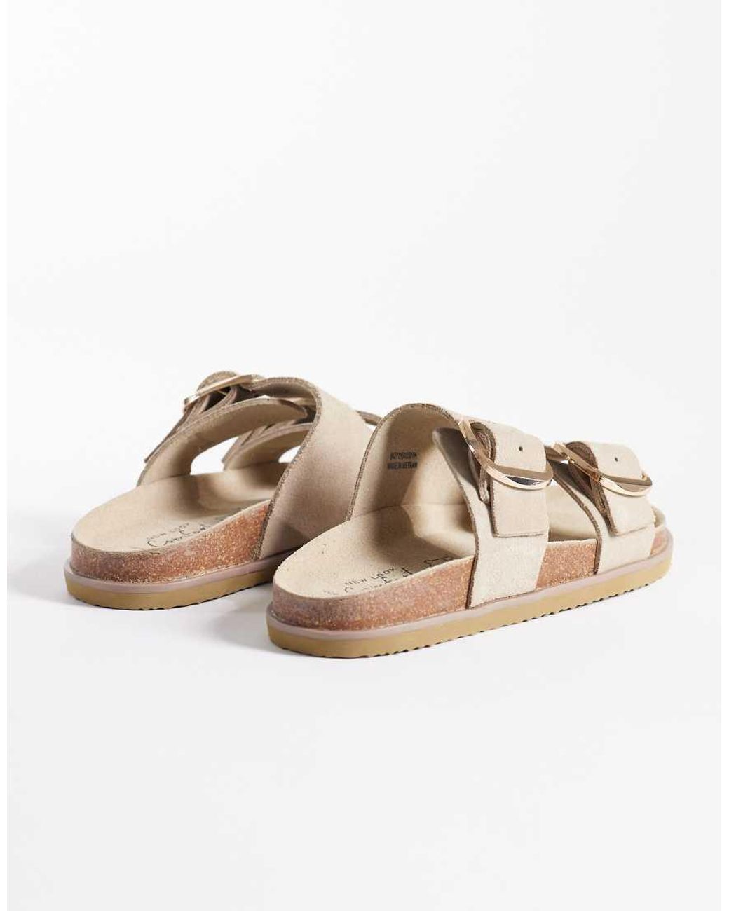 New Look White Double Buckle Leather Sandals