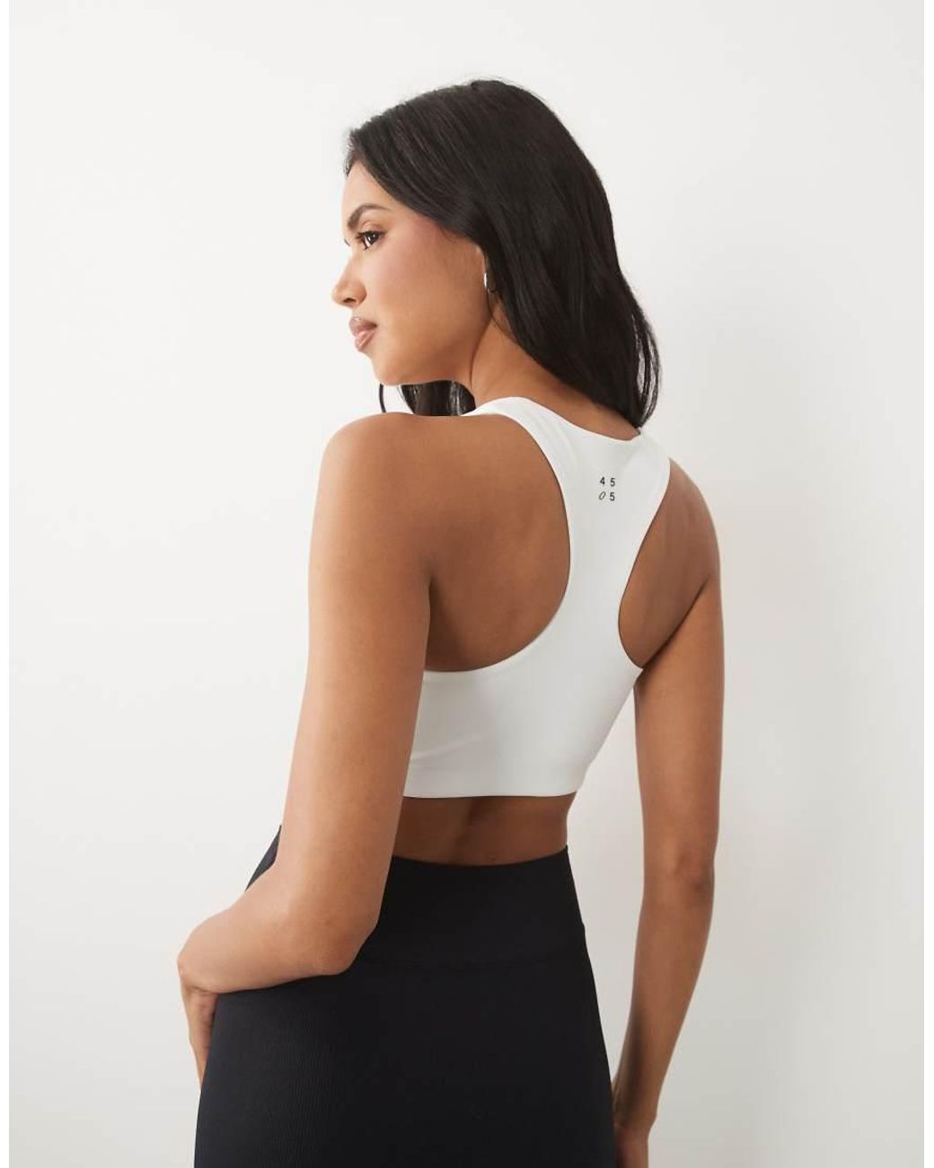 4505 Black Active V-neck Racer Back Medium Support Sports Bra