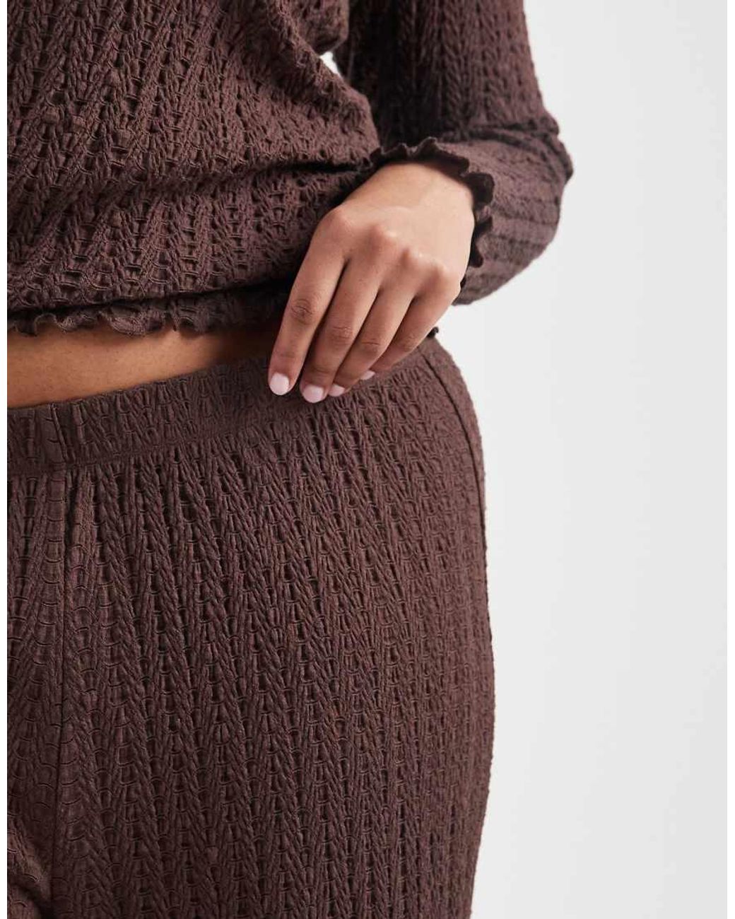ONLY Brown Textured Trousers Co-Ord
