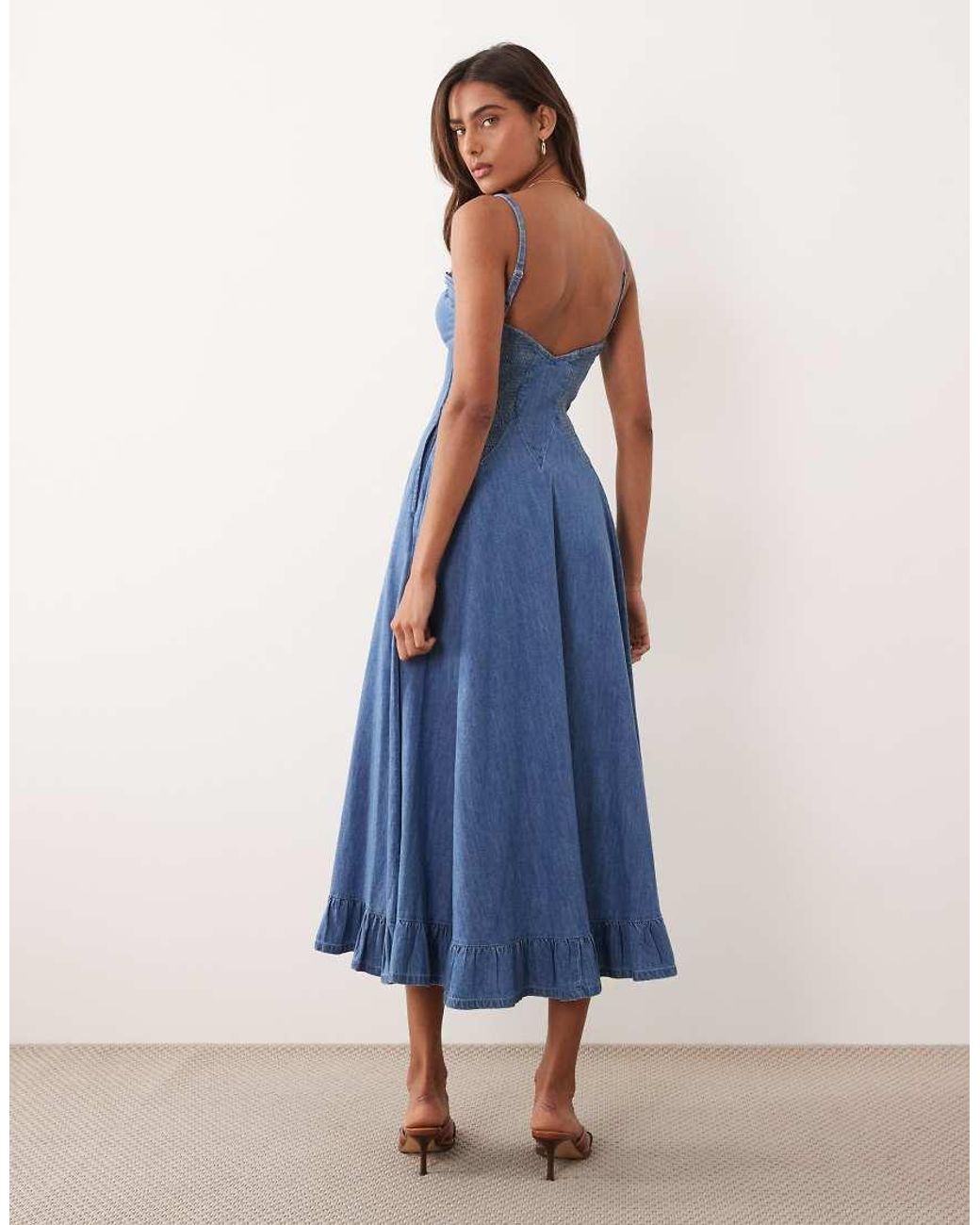 Free People Blue Drop Waist Midi Dress