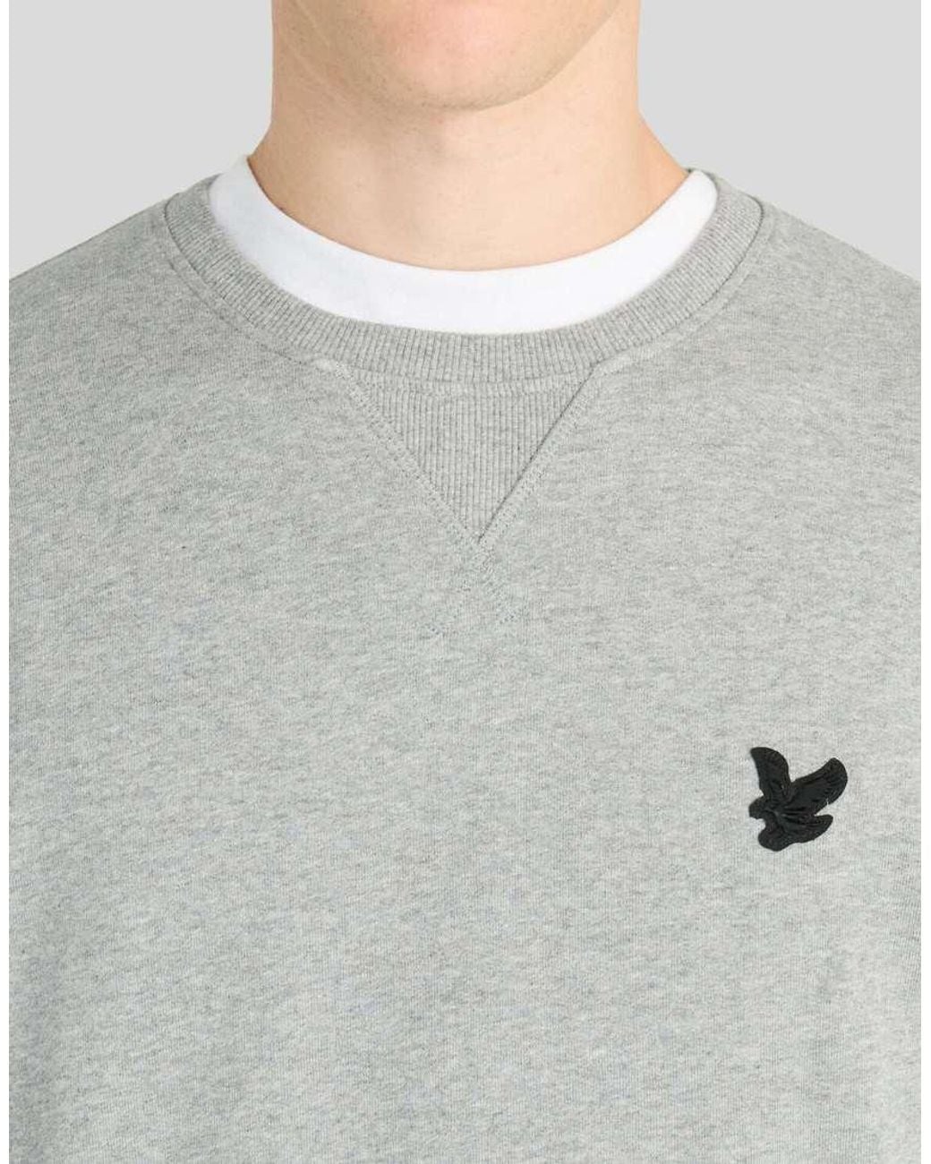 Lyle & Scott Gray Mid Layers Textured Eagle Crew Neck Sweatshirt for men