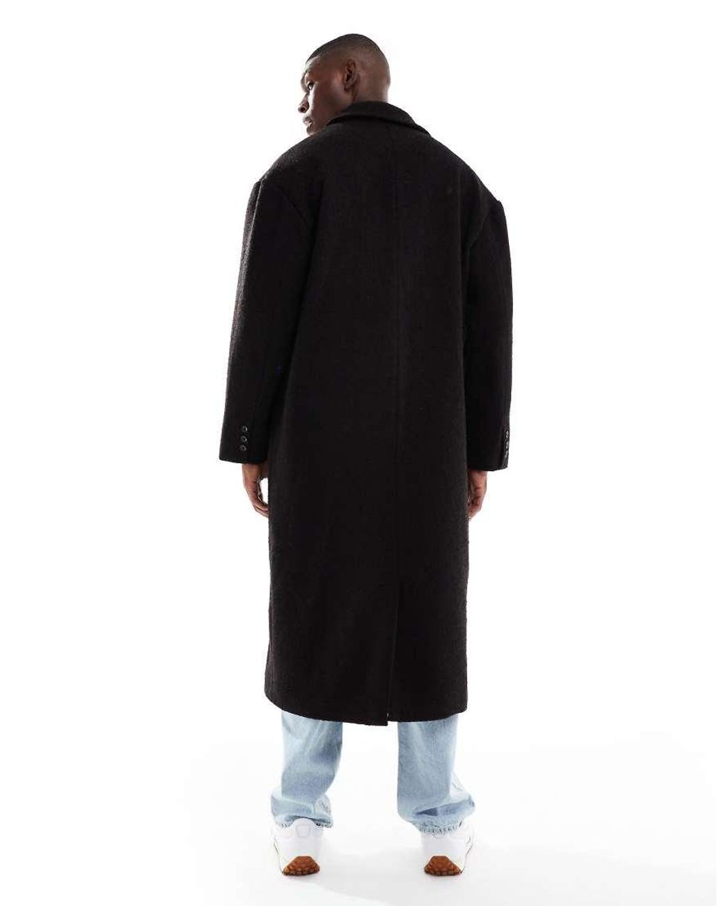 ASOS Black Wool Blend Oversized Coat for men