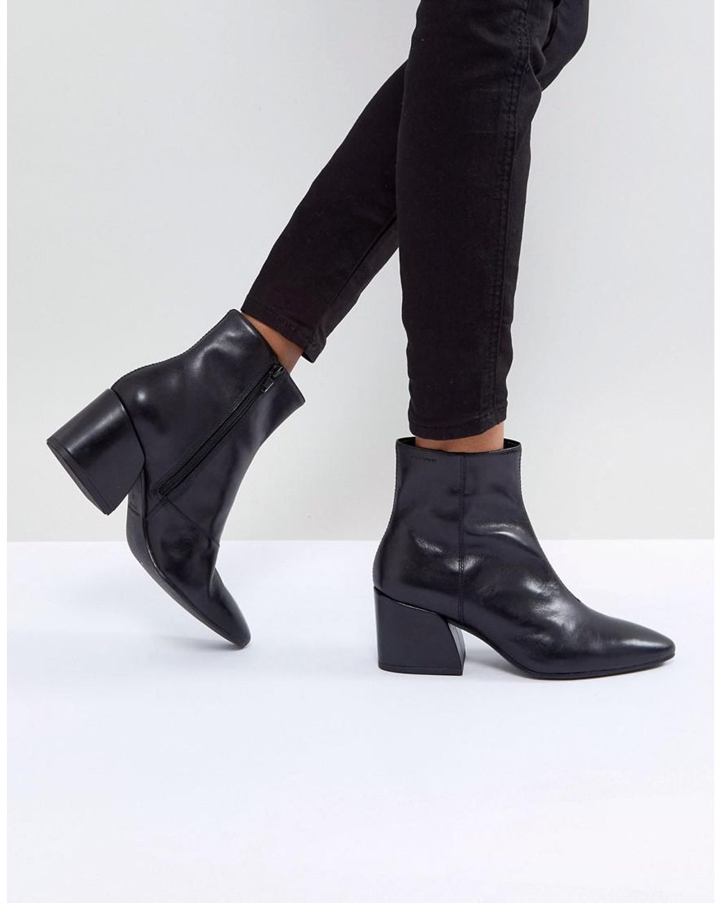 Vagabond Shoemakers Olivia Black Leather Ankle Boot | Lyst Canada