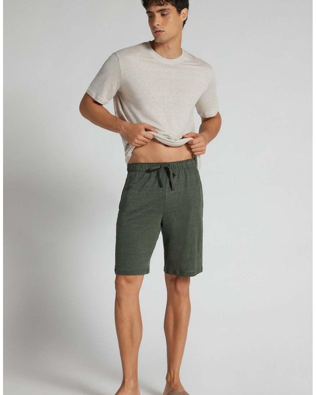 Intimissimi Green 100% Linen Shorts for men