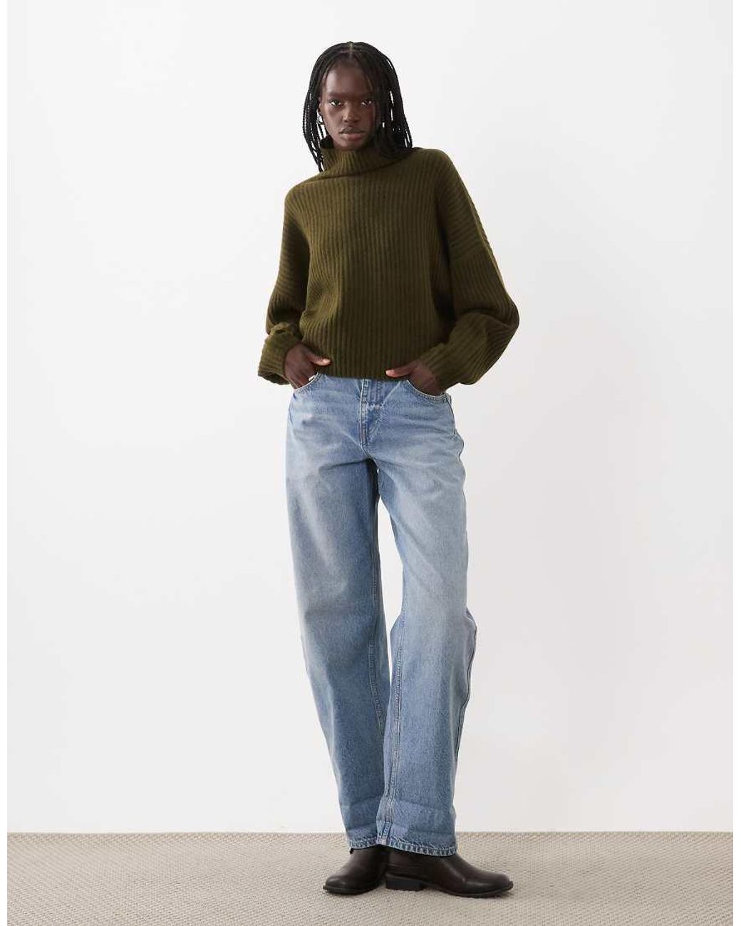 ASOS Green Batwing Funnel Neck Jumper