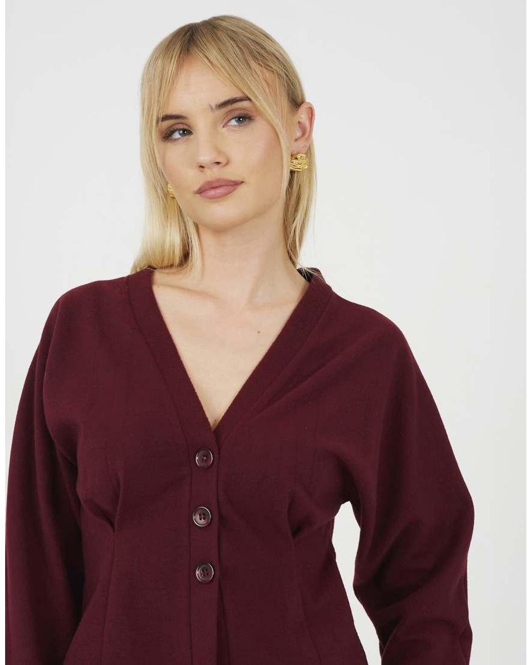 Brave Soul Purple Long Sleeve Button Down Top With Pleats