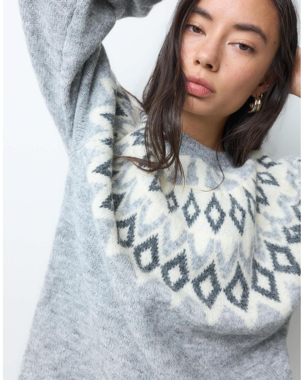 ONLY Gray Fair isle strickpullover