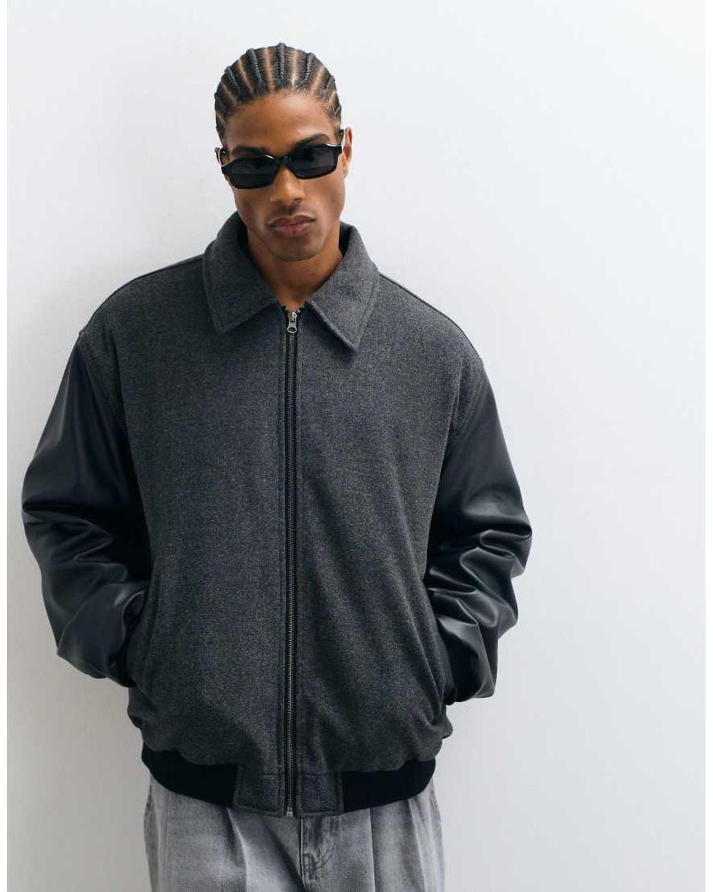 ASOS Blue Oversized Bomber Jacket for men