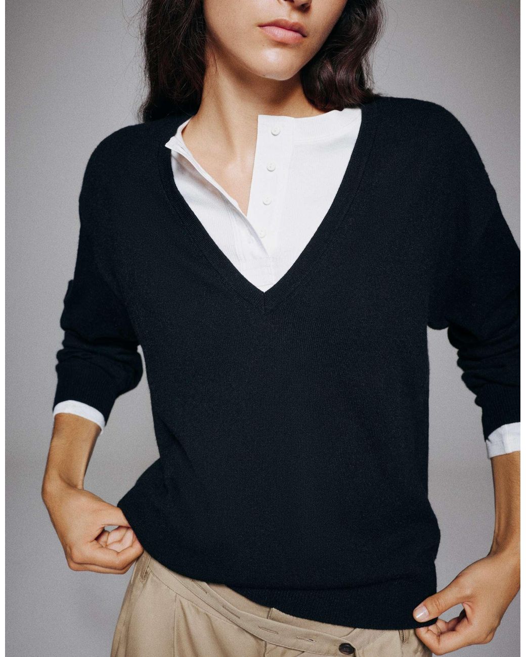 Pull&Bear Black Basic pullover mit v-ausschnitt
