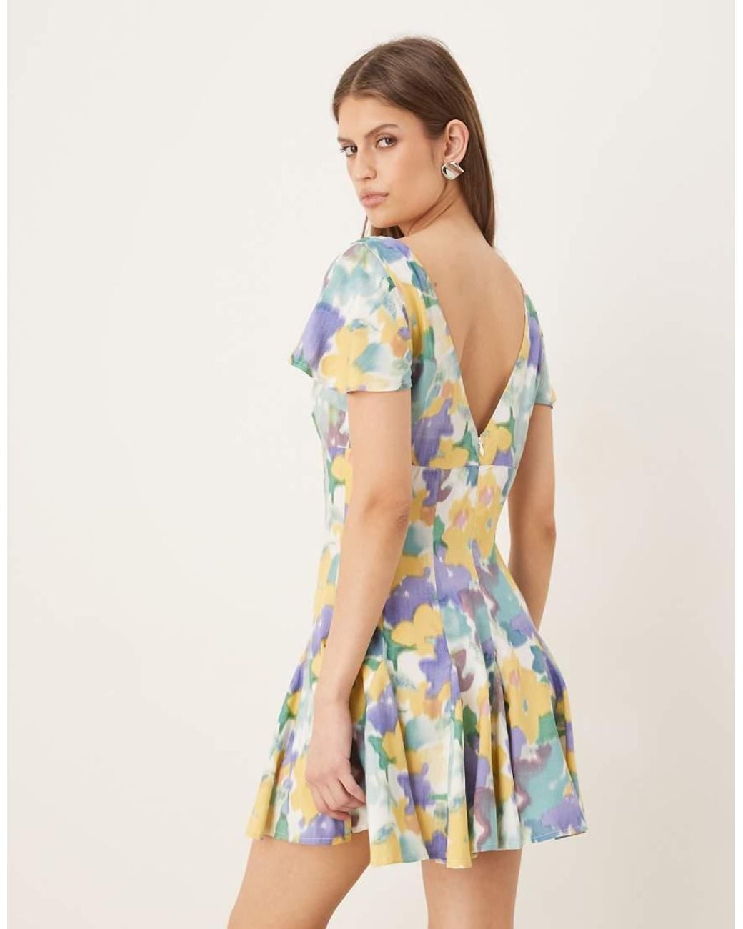 ASOS Mini Tea Dress With Godet Hem in White | Lyst UK