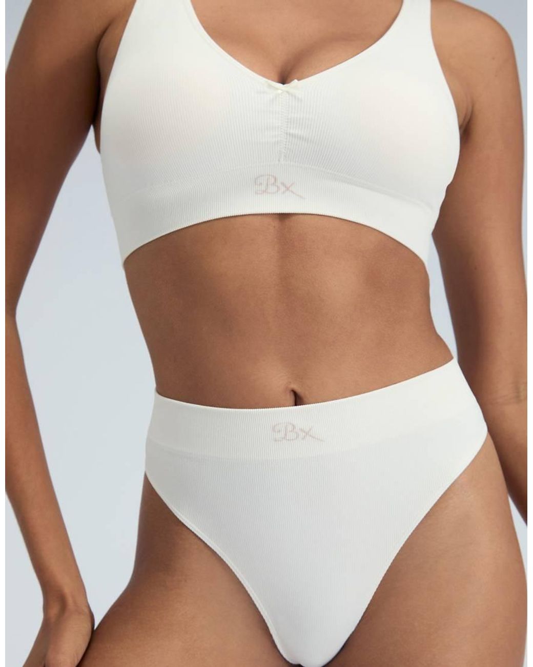 Boux Avenue Natural Ribbed Seamless Thongs Soft Flattering High Leg Knickers