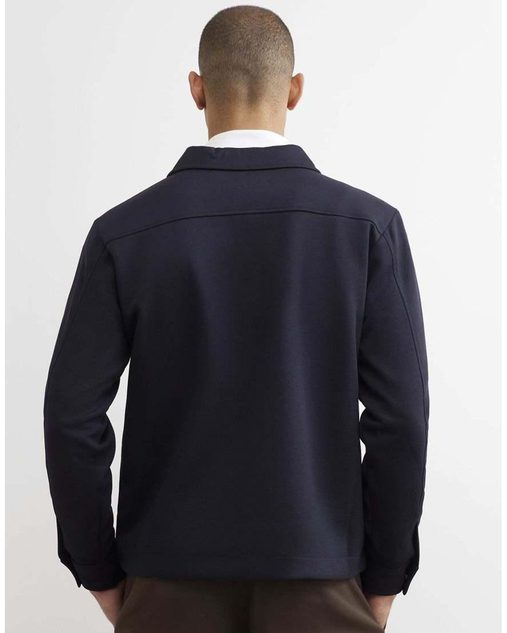 River Island Blue Slim Fit Pique Double Pocket Jacket for men
