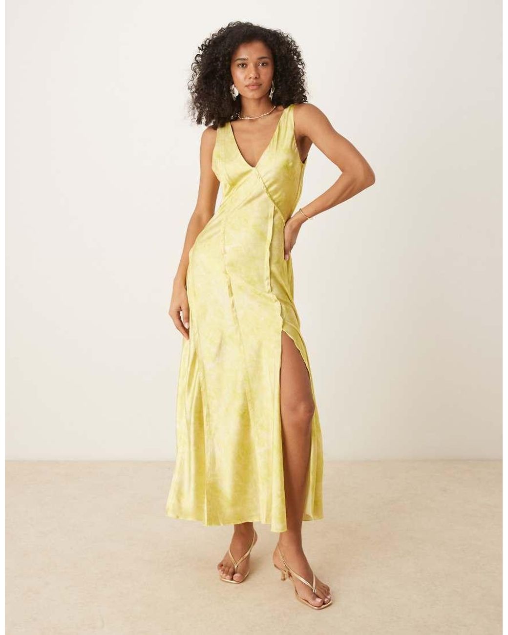 ASOS Natural Cross Back Satin Midi Dress