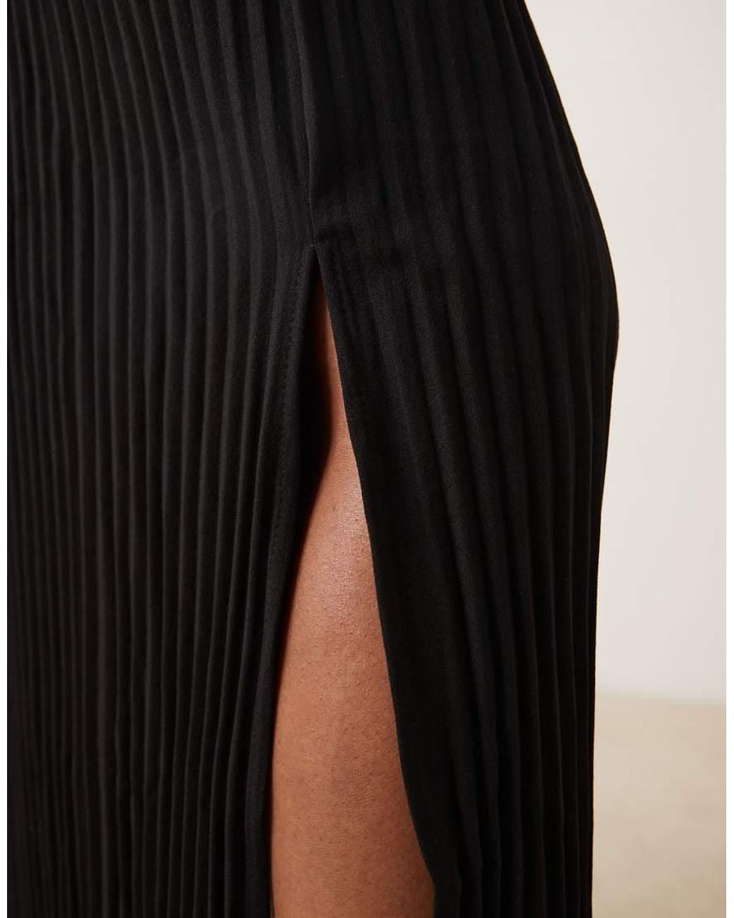 Y.A.S Black Plisse Midi Skirt