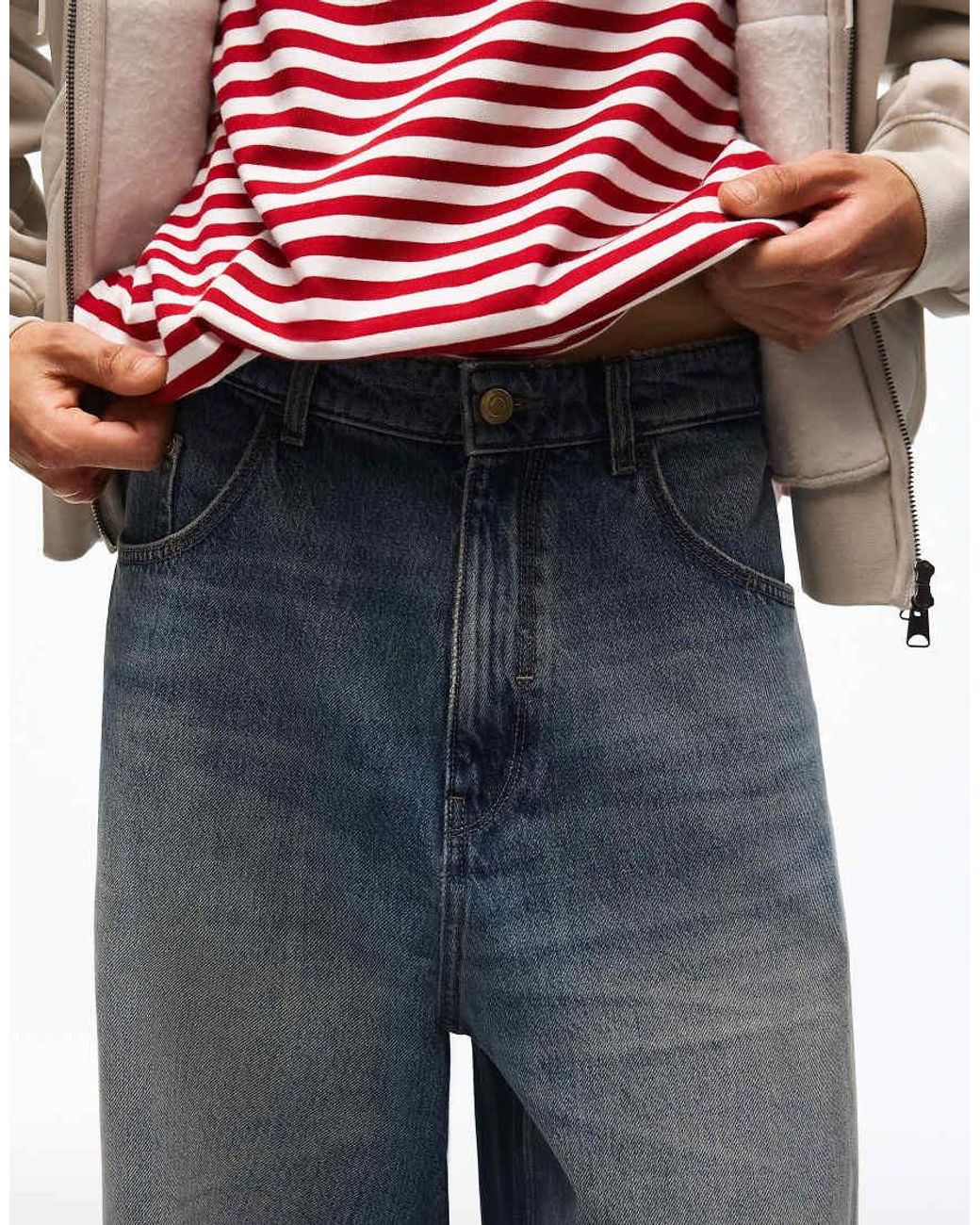 Bershka Blue Super baggy Jeans for men