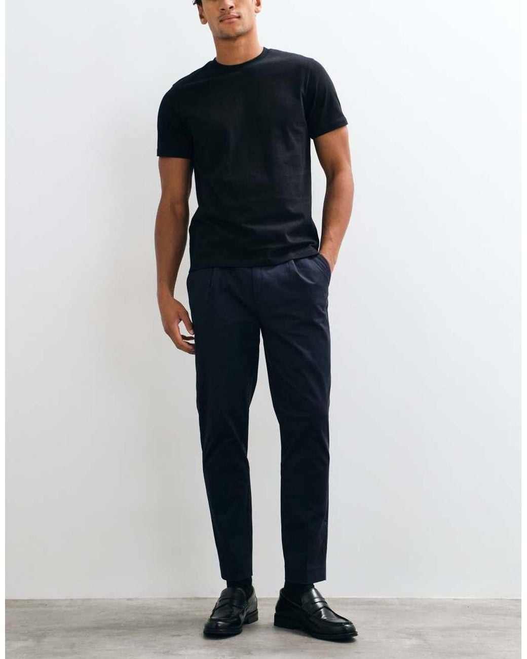 ASOS Blue Tailored Cotton Rich Tapered Chino Pants for men