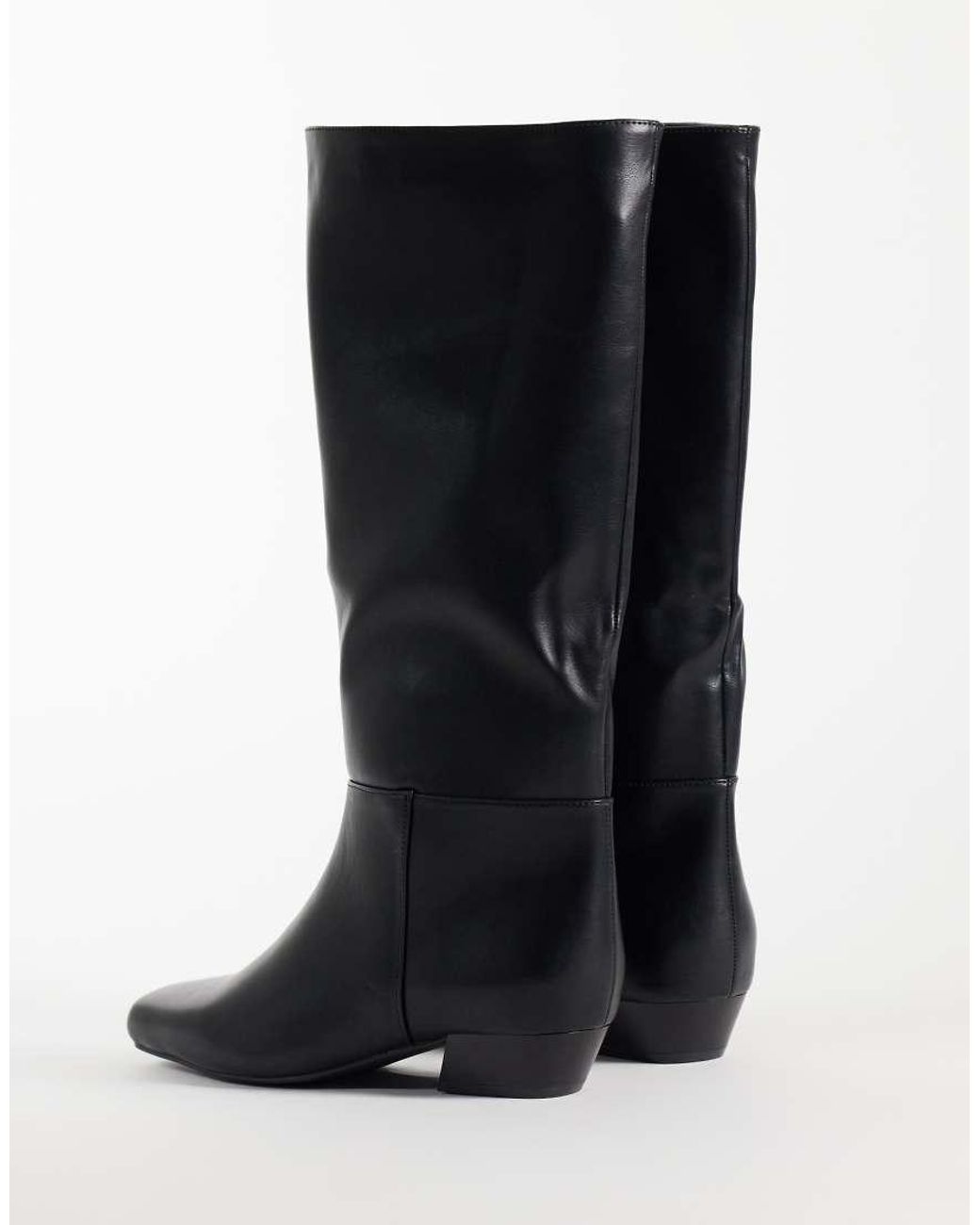 SEQWL Wide Fit Black Refined Western Knee Boots