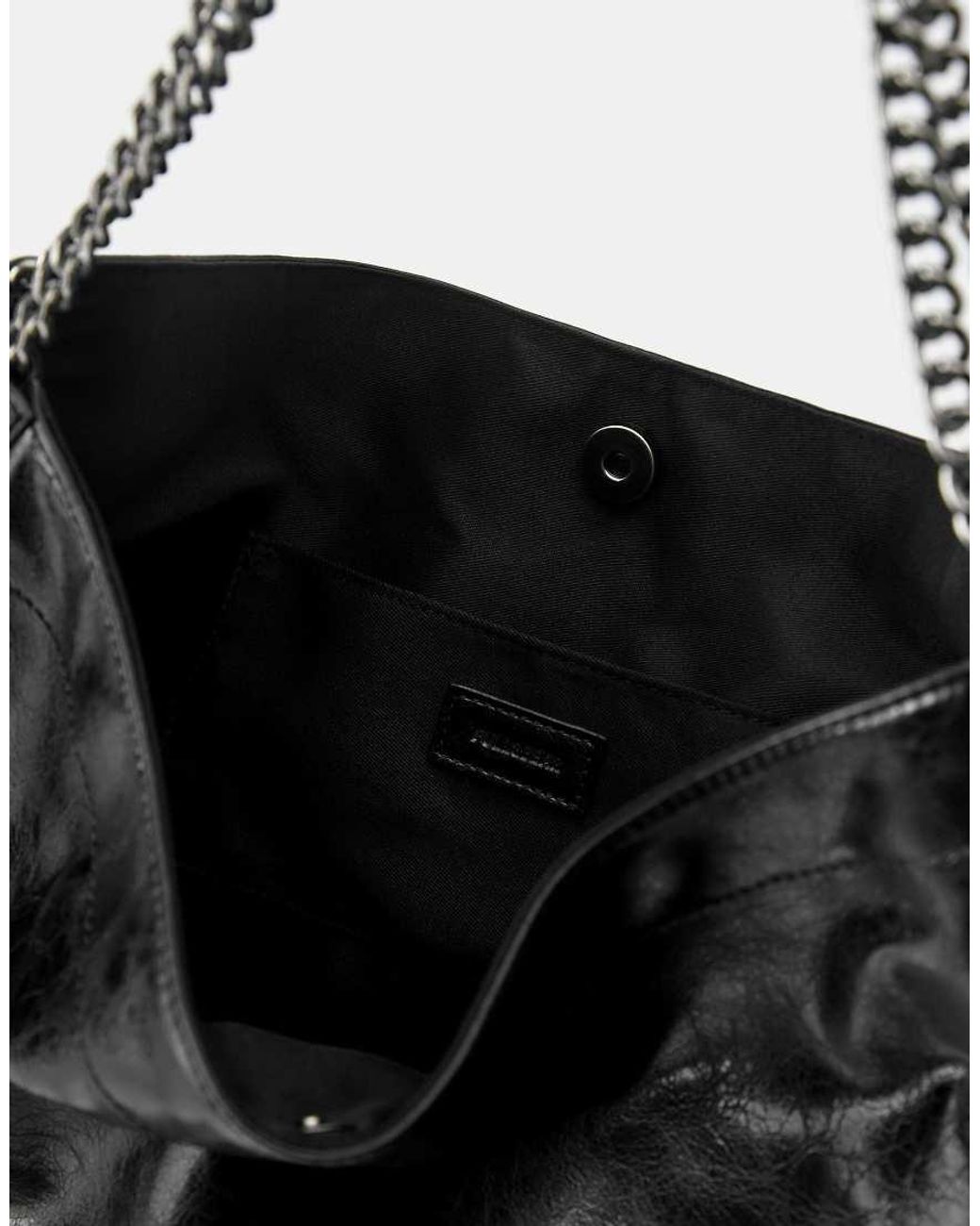Pull&Bear Black Slouchy Chain Shoulder Bag