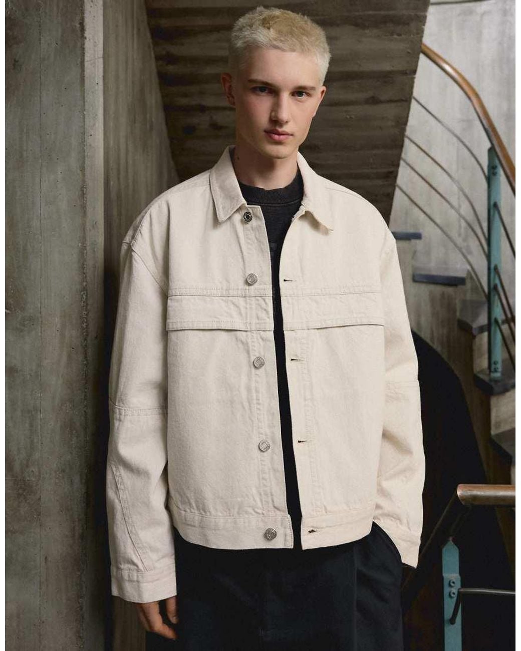 Bershka Natural Denim Jacket Trucker Out Of Core for men