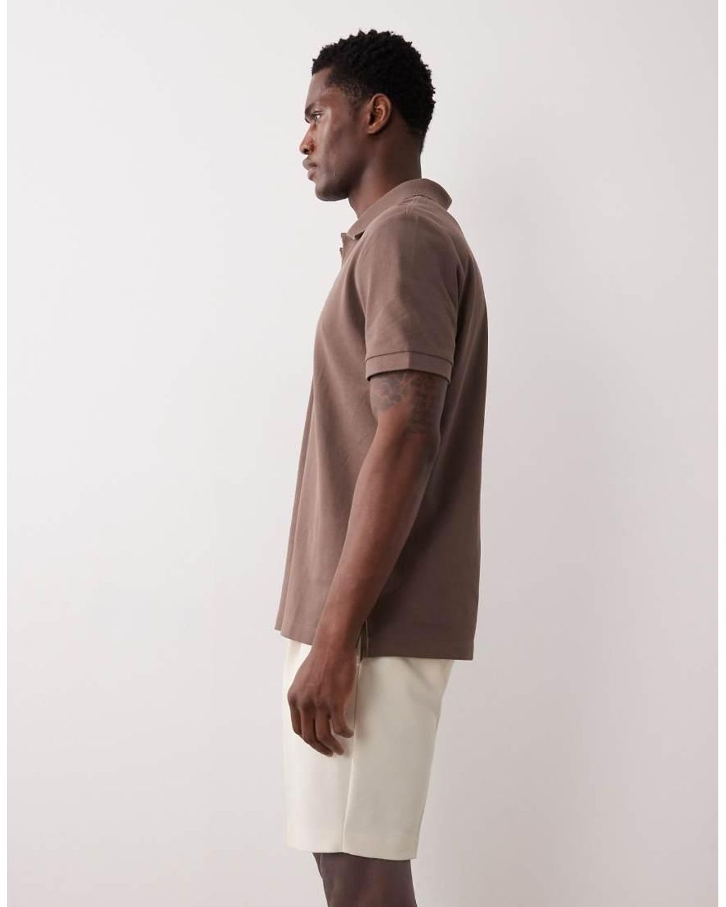 ASOS Brown Tailored Slim Pleated Shorts for men
