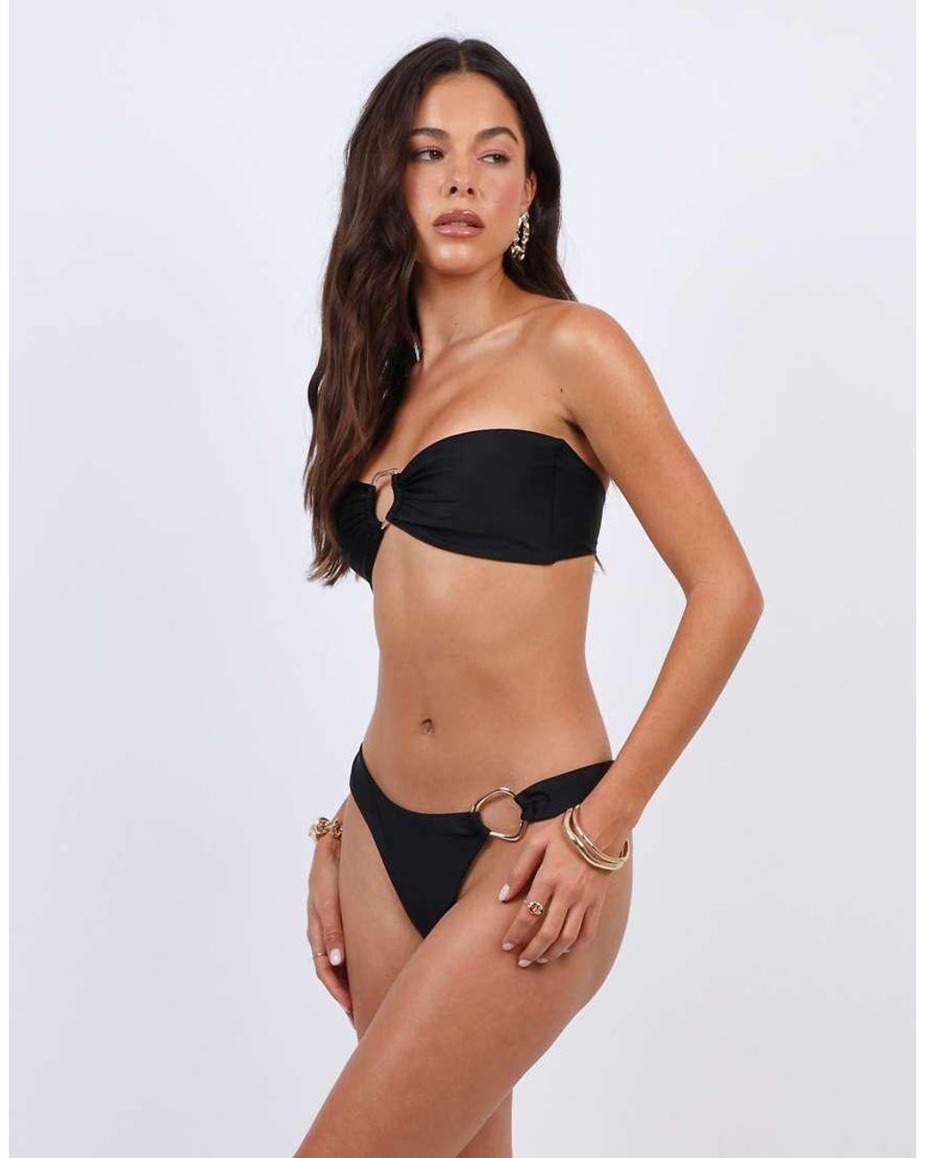 SIMMI Black Ring Detail Halter Bikini Top