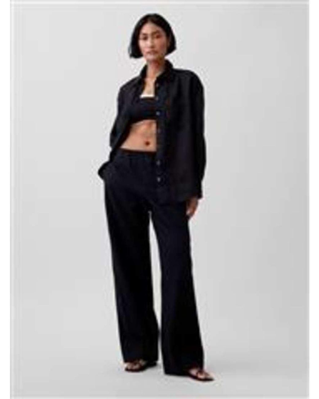 Gap Black Co-ord Relaxed Fit Linen Mix Shirt