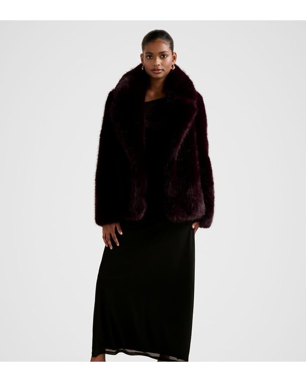 Forever New Black Faux Fur Coat
