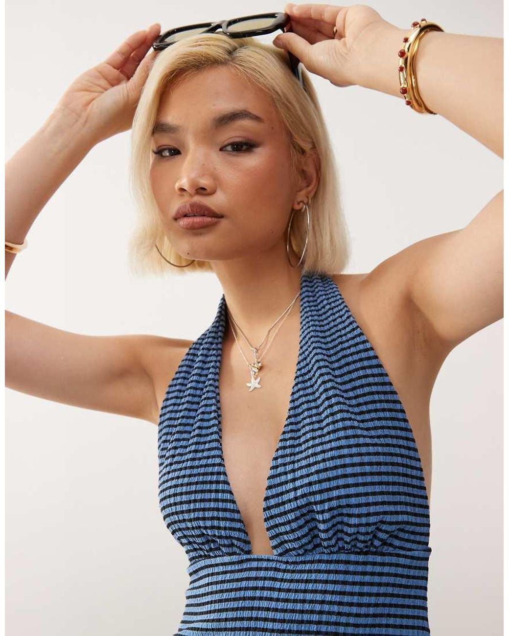 Collusion Blue Halter Mini Dress