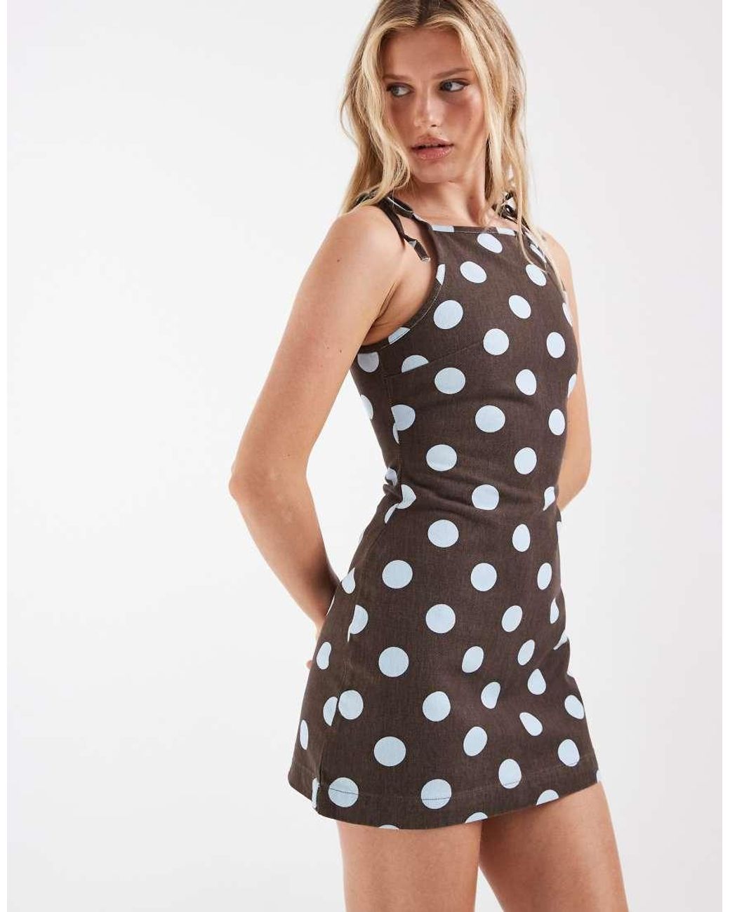 ASOS White Denim Tie Straps A-line Mini Dress