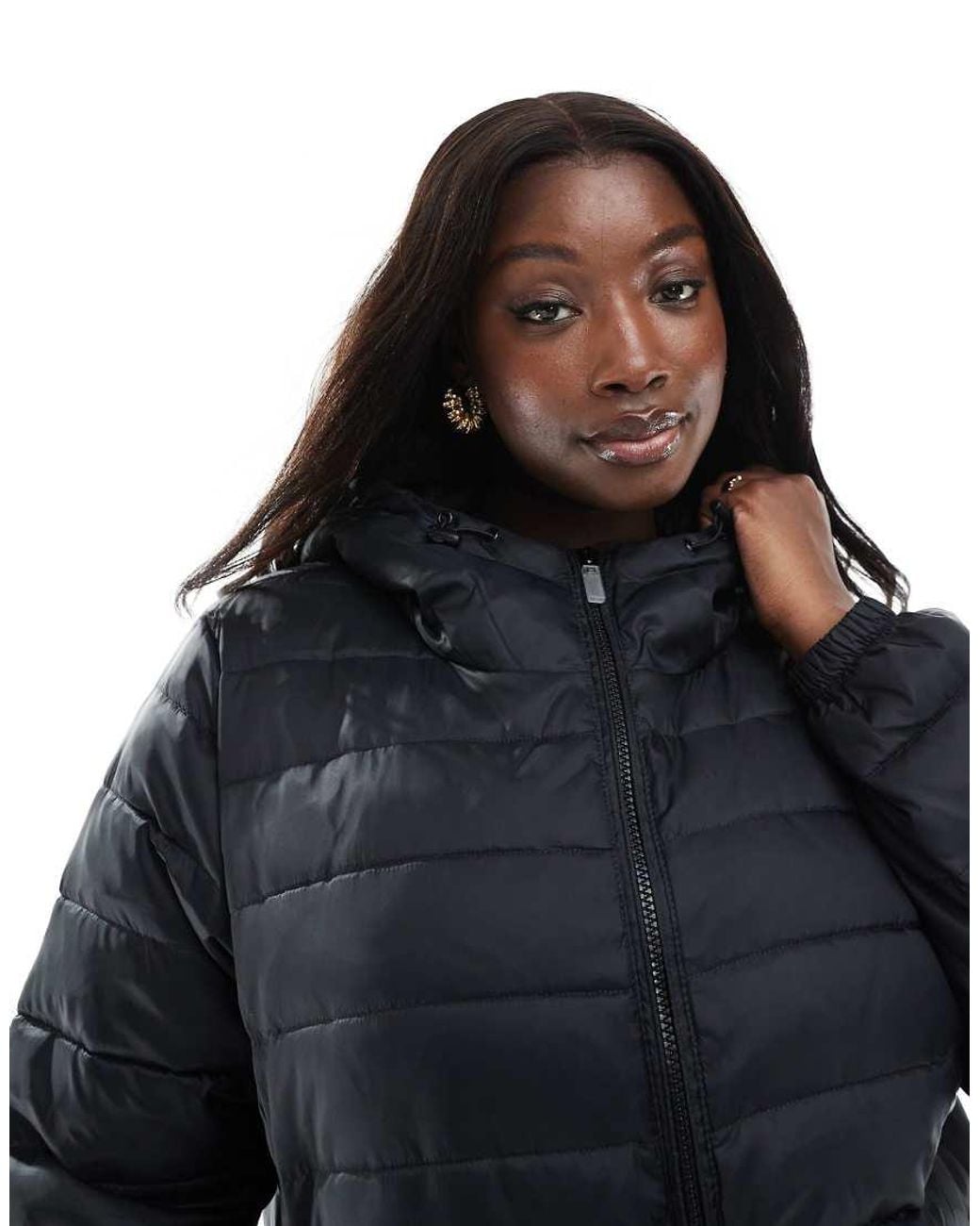 ONLY Black Hooded Puffer Jacket