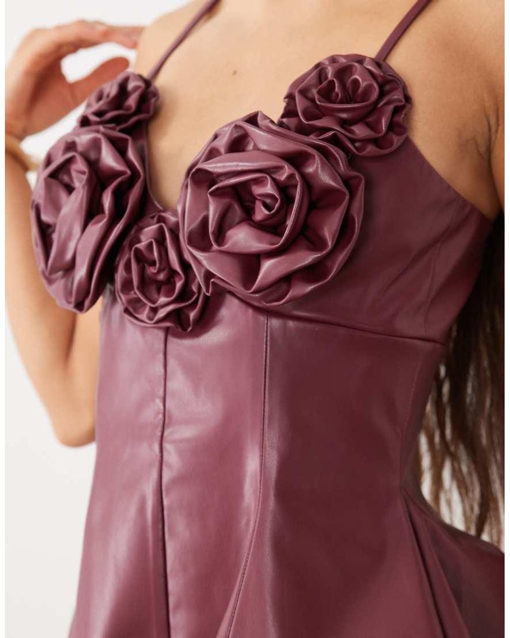 ASOS Purple Corsage Detail Asymmetric Hem Pu Mini Dress