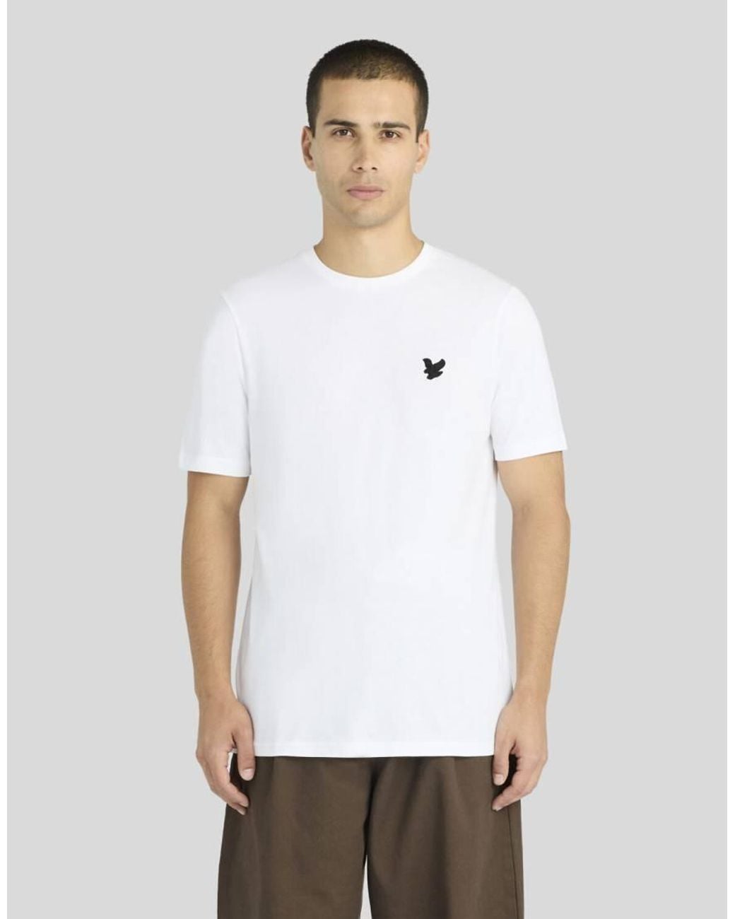 Lyle & Scott White Ss T-Shirts Textured Eagle Plain T-Shirt for men