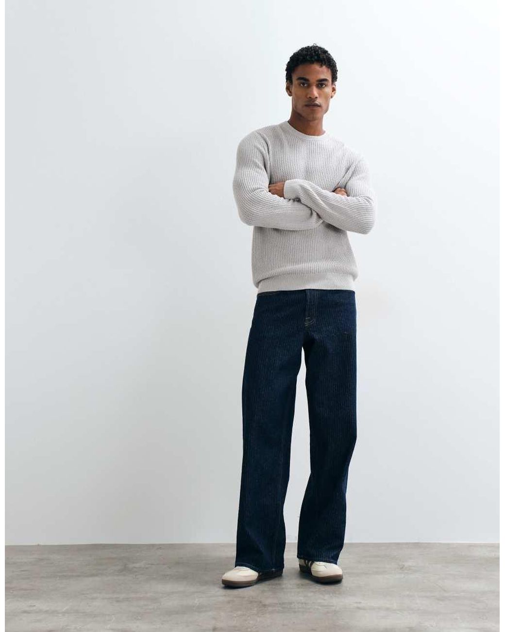Mango Gray Chunky Knitted Jumper for men