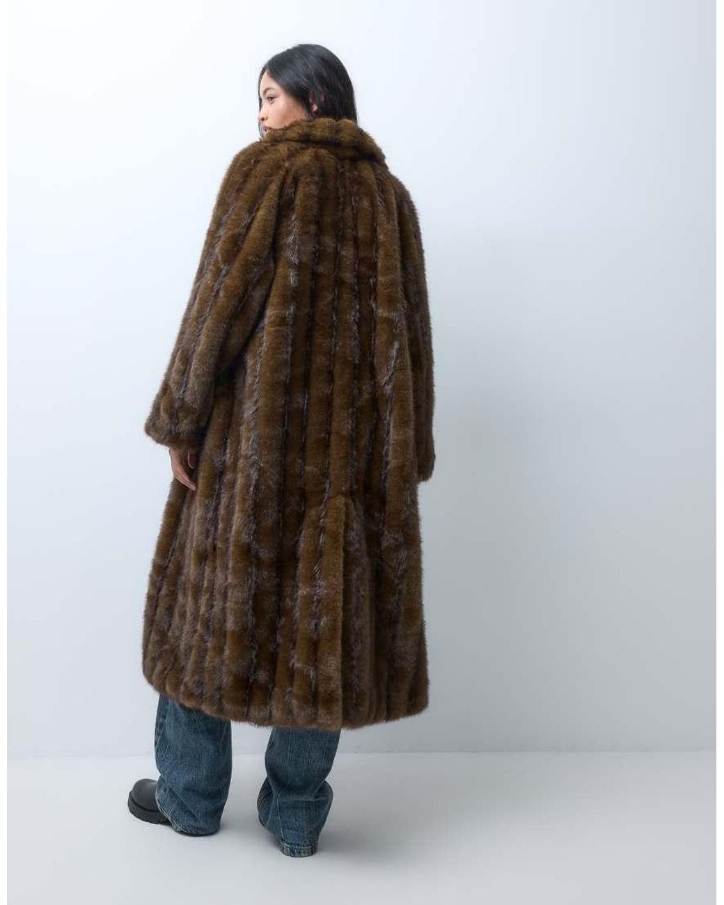 Reclaimed Vintage Black Unisex Faux Fur Maxi Coat