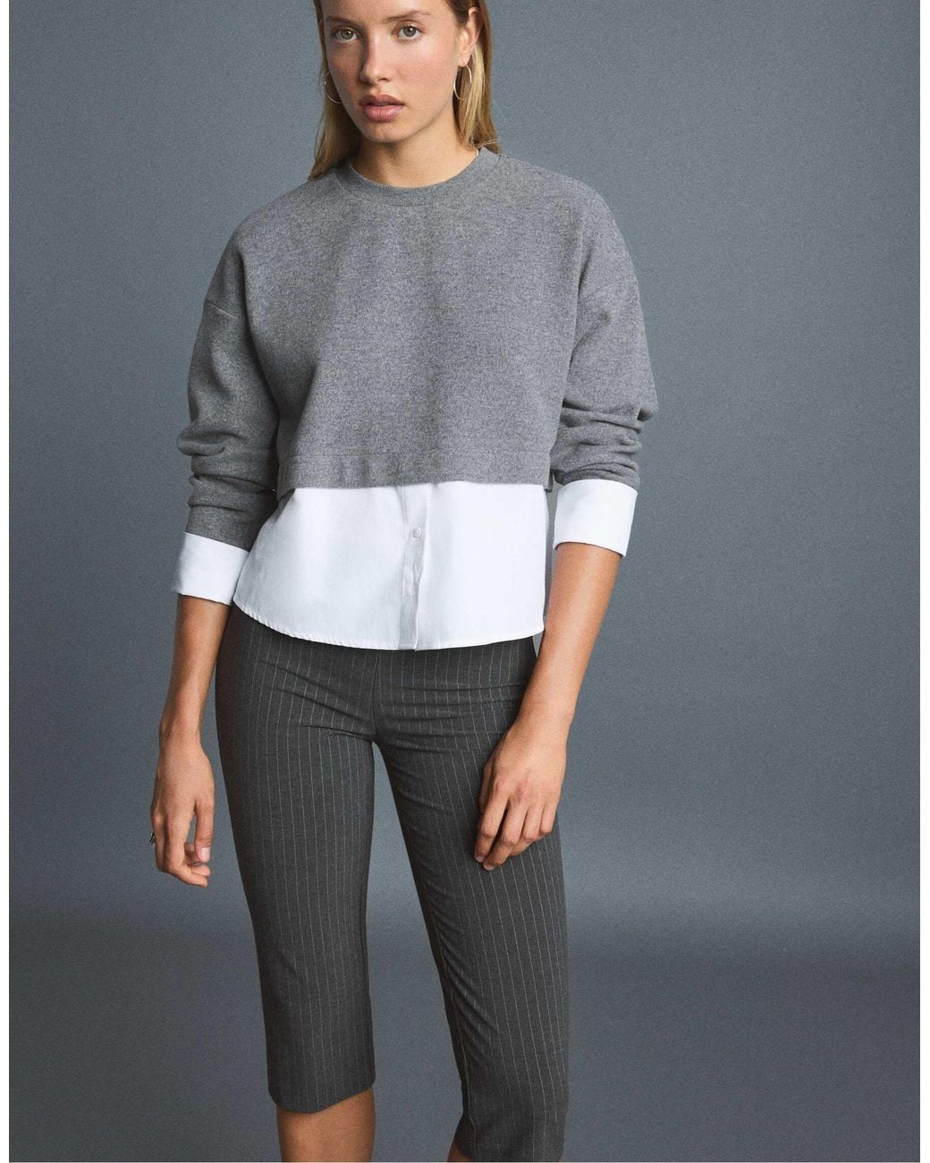 Stradivarius Gray Pullover aus materialmix