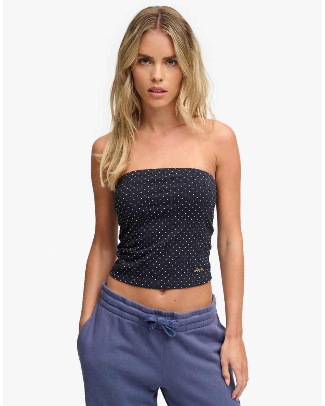 Superdry Blue Athletic Essentials Jersey Bandeau Top