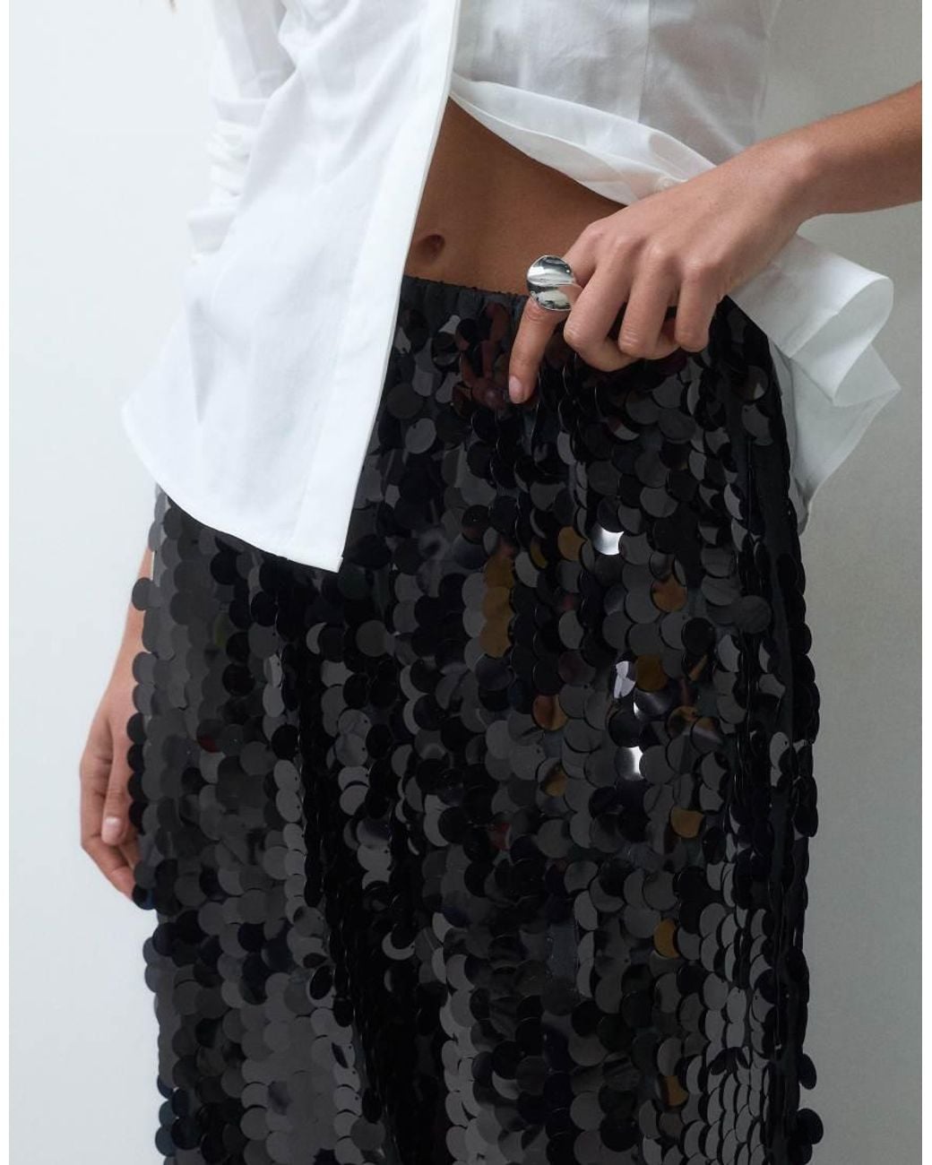Never Fully Dressed Gray Disc Sequin Elasticated Waist Balloon Trouser