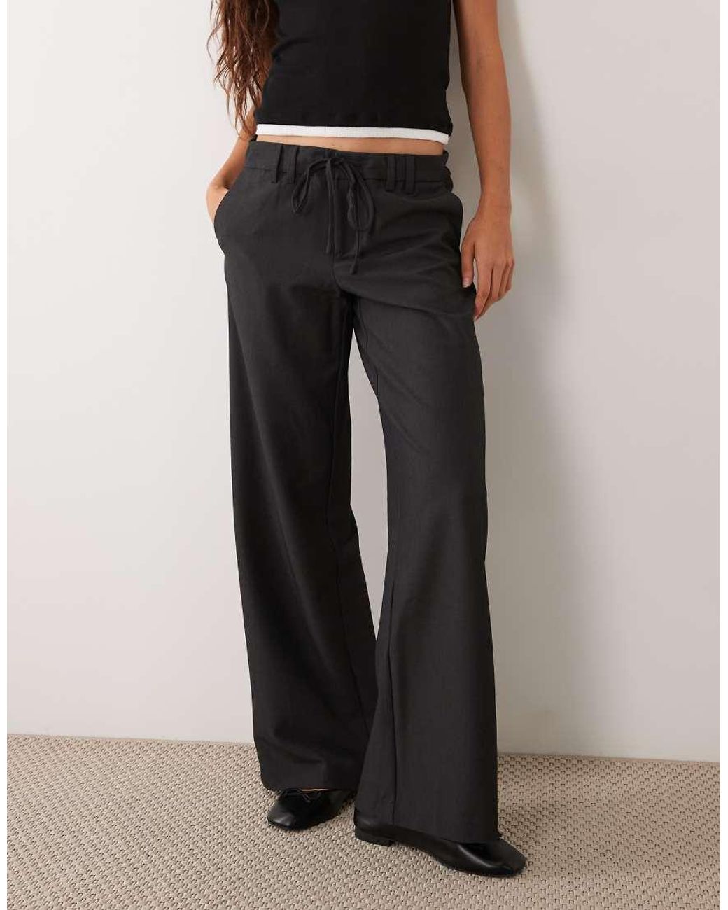 Mango Black Teen Tie Waist Tailored Straight Trouser